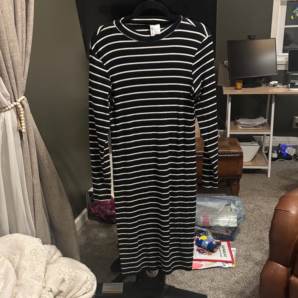 Divided Black and White Striped Top